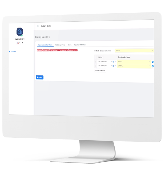 Quickbooks Online accounting interface for Guesty customers