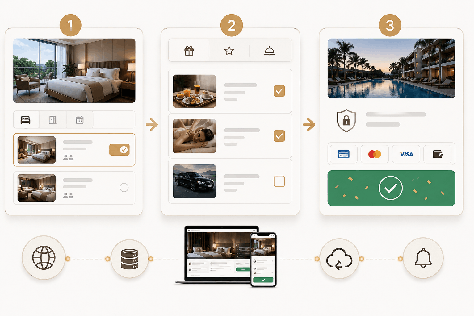 How the hotel booking engine works in three steps